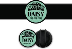 Besties Superbloom Design Slide-On Jingle-Free Silicone Cat & Dog ID Tag with AirTag Holder, Aqua