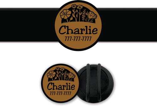 Show full view: Besties Superbloom Design Slide-On Jingle-Free Silicone Cat & Dog ID Tag with AirTag Holder, Camel Brown slide 1 of 8