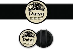 Besties Superbloom Design Slide-On Jingle-Free Silicone Cat & Dog ID Tag with AirTag Holder, Cream