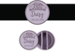 Besties Superbloom Design Slide-On Jingle-Free Silicone Cat & Dog ID Tag with AirTag Holder, Heather Purple