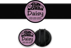 Besties Superbloom Design Slide-On Jingle-Free Silicone Cat & Dog ID Tag with AirTag Holder, Lavender