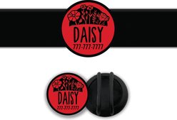 Besties Superbloom Design Slide-On Jingle-Free Silicone Cat & Dog ID Tag with AirTag Holder, Red