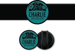 Besties Superbloom Design Slide-On Jingle-Free Silicone Cat & Dog ID Tag with AirTag Holder, Turquoise