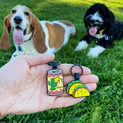 Show full view: Besties Tacos & Beer Best Friends Set of 2 Jingle-Free Silicone Pet ID Tags slide 3 of 7