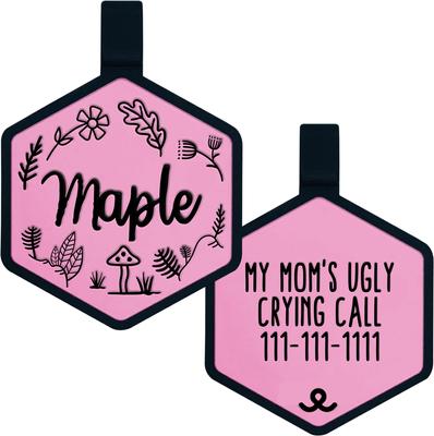 Show full view: Besties Woodland Design Jingle-Free Silicone Dog ID Tag, Blush Pink slide 1 of 9