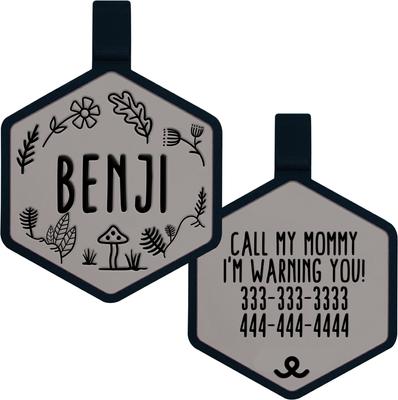 Show full view: Besties Woodland Design Jingle-Free Silicone Dog ID Tag, Grey slide 1 of 9
