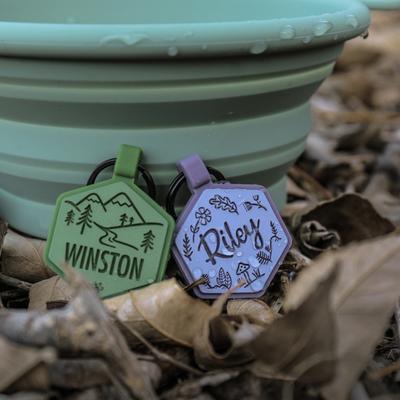 Show full view: Besties Woodland Design Jingle-Free Silicone Dog ID Tag, Grey slide 3 of 9