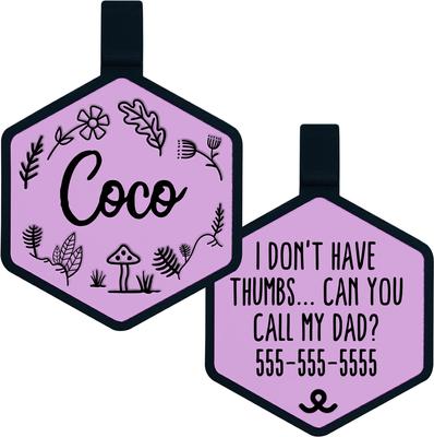 Show full view: Besties Woodland Design Jingle-Free Silicone Dog ID Tag, Lavender slide 1 of 9