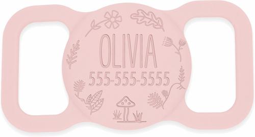 Show full view: Besties Woodland Design Silicone Customized AirTag Holder, Blush Pink slide 1 of 5