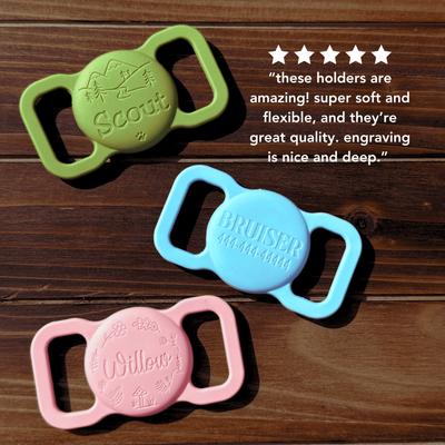 Show full view: Besties Woodland Design Silicone Customized AirTag Holder, Grey slide 4 of 6