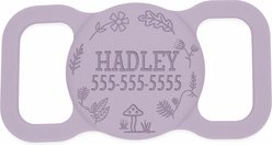 Besties Woodland Design Silicone Customized AirTag Holder, Lilac