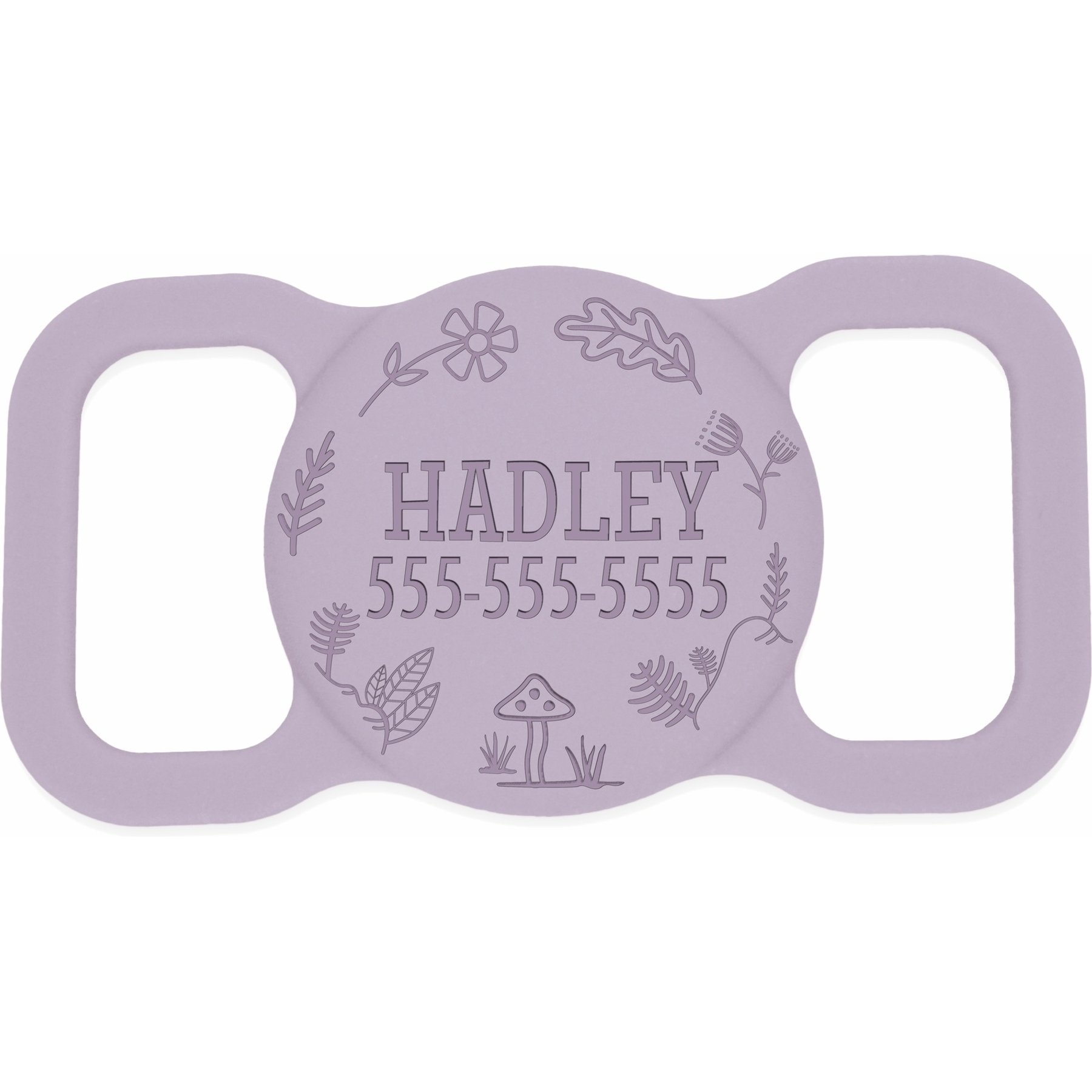 Besties Woodland Design Silicone Customized AirTag Holder, Lilac