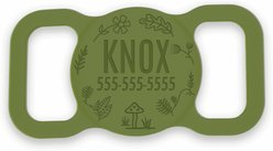 Besties Woodland Design Silicone Customized AirTag Holder, Olive