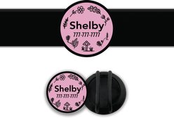 Besties Woodland Design Slide-On Jingle-Free Silicone Cat & Dog ID Tag with AirTag Holder, Blush Pink