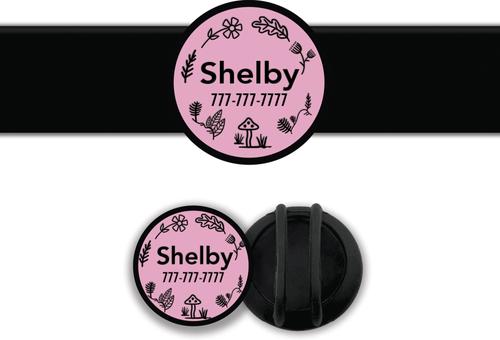 Show full view: Besties Woodland Design Slide-On Jingle-Free Silicone Cat & Dog ID Tag with AirTag Holder, Blush Pink slide 1 of 8