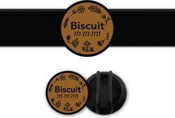 Besties Woodland Design Slide-On Jingle-Free Silicone Cat & Dog ID Tag with AirTag Holder, Camel Brown