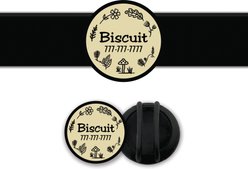 Besties Woodland Design Slide-On Jingle-Free Silicone Cat & Dog ID Tag with AirTag Holder, Cream