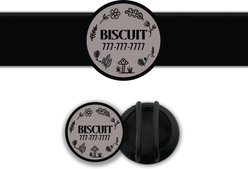 Besties Woodland Design Slide-On Jingle-Free Silicone Cat & Dog ID Tag with AirTag Holder, Grey