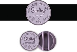 Besties Woodland Design Slide-On Jingle-Free Silicone Cat & Dog ID Tag with AirTag Holder, Heather Purple