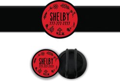 Besties Woodland Design Slide-On Jingle-Free Silicone Cat & Dog ID Tag with AirTag Holder, Red