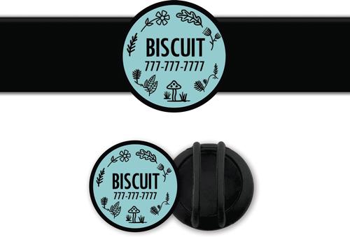 Show full view: Besties Woodland Design Slide-On Jingle-Free Silicone Cat & Dog ID Tag with AirTag Holder, Sky Blue slide 1 of 8