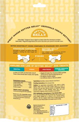 Show full view: Better Belly Originals Bones Highly-Digestible Rawhide Chicken Liver Flavor Dog Treat Chew, Large, 2 count slide 3 of 10