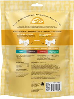 Show full view: Better Belly Originals Rolls Chicken Liver Flavor Highly-Digestible Rawhide Dog Treat Chew, Small, 20 count slide 3 of 13