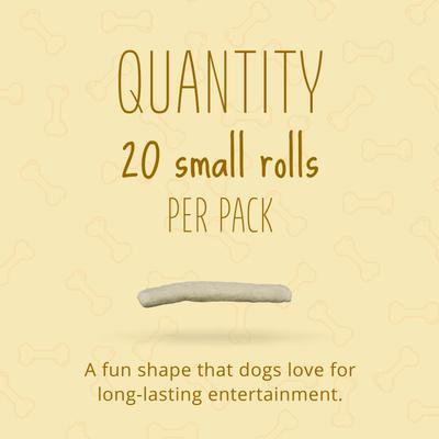 Show full view: Better Belly Originals Rolls Chicken Liver Flavor Highly-Digestible Rawhide Dog Treat Chew, Small, 20 count slide 5 of 13