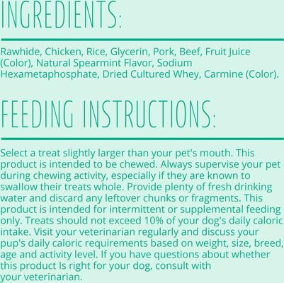 Show full view: Better Belly Dental Kabobs Chicken & Spearmint Flavor Dental Dog Treats, 10 count slide 6 of 12
