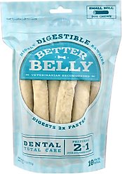 Better Belly Rolls Dental Total Care Highly-Digestible Rawhide Dog Treat Chew, Small, 10 count slide 1 of 8