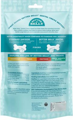 Show full view: Better Belly Rolls Dental Total Care Highly-Digestible Rawhide Dog Treat Chew, Large, 4 count slide 3 of 11