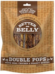 Better Belly Double Pops with Real Chicken & Peanut Butter Highly Digestible Rawhide Dog Treat Chews, 10 count