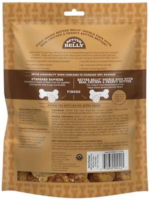 Show full view: Better Belly Double Pops with Real Chicken & Peanut Butter Highly Digestible Rawhide Dog Treat Chews, 10 count slide 3 of 13