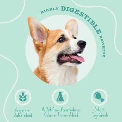 Show full view: Better Belly Twist Sticks Fresh Breath Spearmint Flavor Highly Digestible Rawhide Dental Dog Treat Chew, 25 count slide 10 of 13