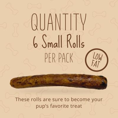 Show full view: Better Belly Proteins Rolls with Real Peanut Butter Highly Digestible Rawhide Dog Treat Chew, Small, 6 count slide 8 of 12