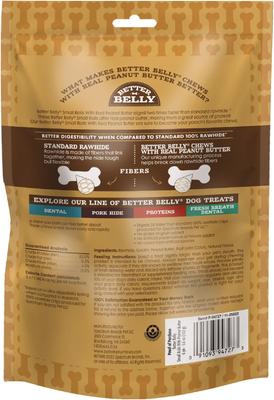 Show full view: Better Belly Proteins Rolls with Real Peanut Butter Highly Digestible Rawhide Dog Treat Chew, Small, 6 count slide 3 of 12