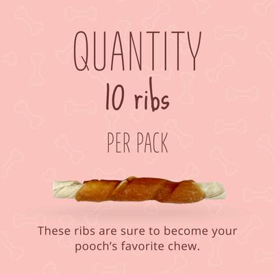 Show full view: Better Belly Triple Flavor Ribs Sirloin, Lamb, & Chicken Highly Digestible Rawhide Dog Treat Chews, 10 count slide 8 of 12