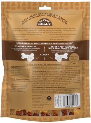 Show full view: Better Belly Kabobs Highly Digestible Rawhide Real Peanut Butter Dog Treat Chews, 10 count slide 3 of 13