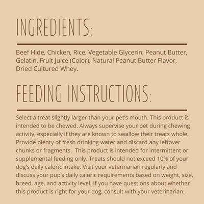 Show full view: Better Belly Kabobs Highly Digestible Rawhide Real Peanut Butter Dog Treat Chews, 10 count slide 4 of 13