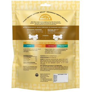 Better Belly Originals Roll Real Beef Sirloin Flavor Highly Digestible Rawhide Dog Treat Chew, Small, 20 count
