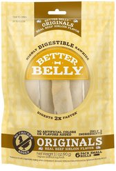 Better Belly Originals Roll Real Beef Sirloin Flavor Highly Digestible Rawhide Dog Treat Chew, Small, 6 count