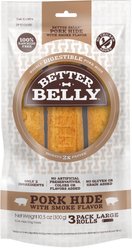 Better Belly Rolls Pork Hide Smoke Flavor Dog Treat Chew, Large, 3 count