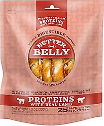 Better Belly Proteins Real Lamb Twists Dog Treats, 25 count