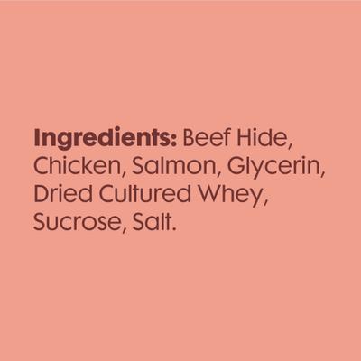 Show full view: Better Belly Proteins Rolls with Real Salmon Highly Digestible Rawhide Dog Treat Chew, Large, 3 count slide 4 of 7