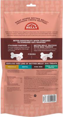 Show full view: Better Belly Proteins Rolls with Real Venison Highly Digestible Rawhide Dog Treat Chew, Large, 3 count slide 3 of 13