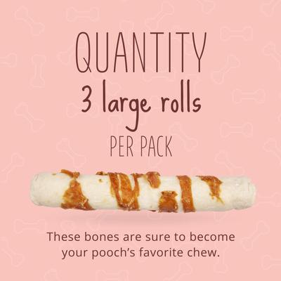 Show full view: Better Belly Proteins Rolls with Real Venison Highly Digestible Rawhide Dog Treat Chew, Large, 3 count slide 4 of 13