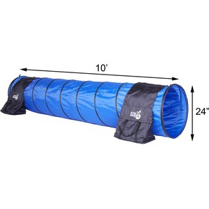 Better Sporting Dogs 10-ft Agility Tunnel with Sandbag Dog Toy, Blue