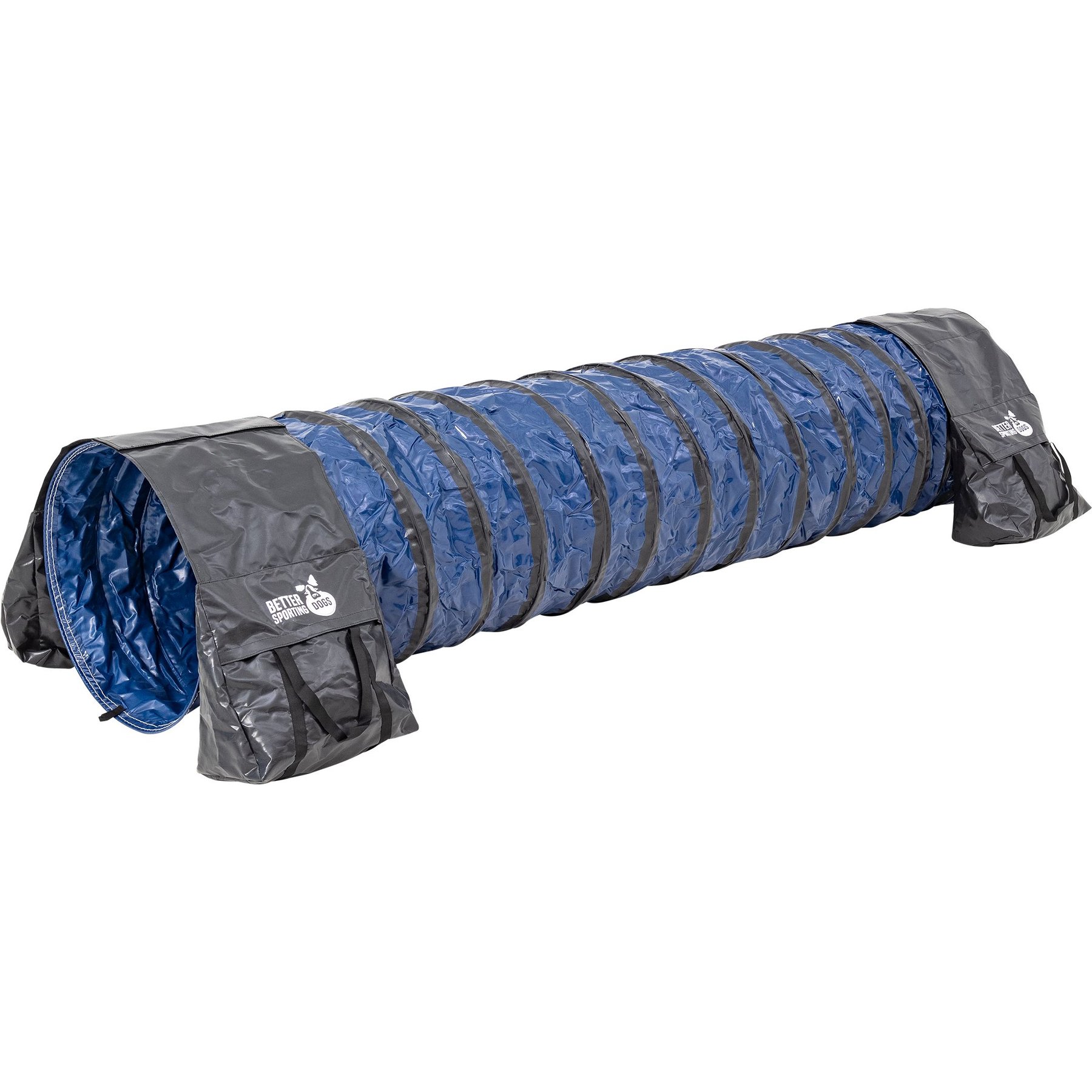 Better Sporting Dogs Heavy Duty PVC Agility Tunnel with Sandbags Dog Training Equipment, Blue, 10-ft