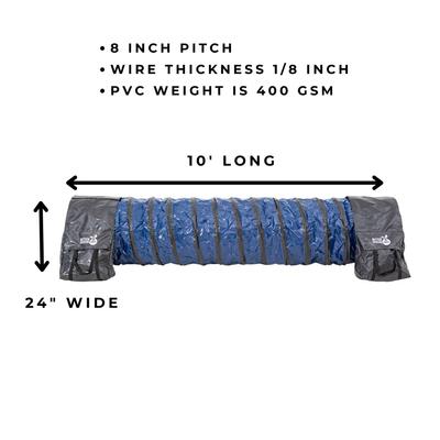 Show full view: Better Sporting Dogs Heavy Duty PVC Agility Tunnel with Sandbags Dog Training Equipment, Blue, 10-ft slide 2 of 11