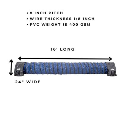 Show full view: Better Sporting Dogs Heavy Duty PVC Agility Tunnel with Sandbags Dog Training Equipment, Blue, 16-ft slide 2 of 12